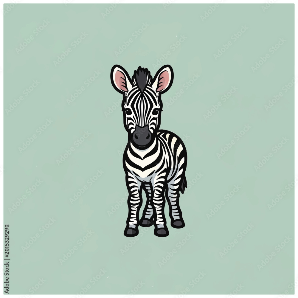 Fototapeta premium Cute little zebra standing alone.