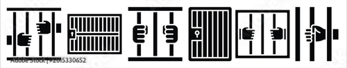 Valokuva Prison icon set on white background