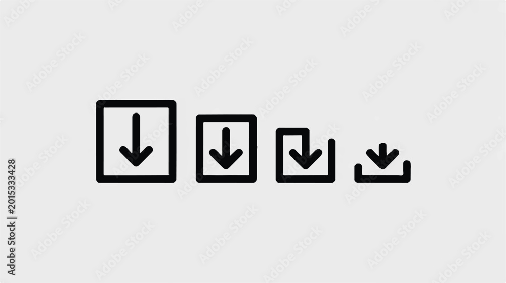 Fototapeta premium A minimalist icon design showing a series of download arrows in boxes