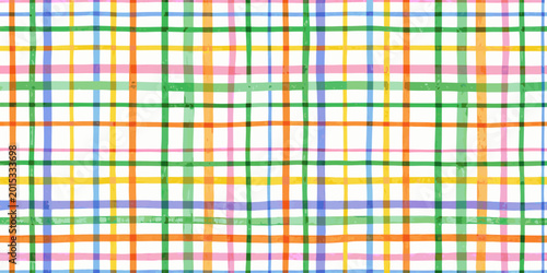 hand drawn plaid pattern with colorful intersecting lines