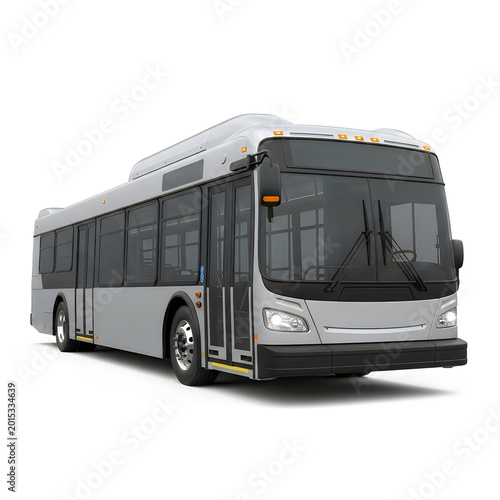 Modern city bus front view isolated