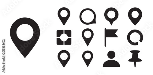 Konstfotografi Map pin icon set. location pointer and destination symbols.