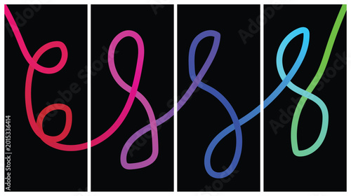 A pink and black treble clef musical symbol design features a light melody line, and song notes vector illustration as a creative art element for a tune