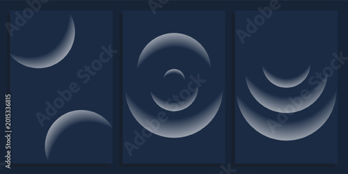 Photos Abstract Minimalist Blue Circles with Gradient Effect on Dark Background