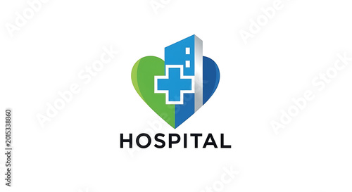 Free Download Modern medical hospital building logo design, symbolizing community care and health support, perfect for healthcare service branding and wellness organizations - GFXLoad