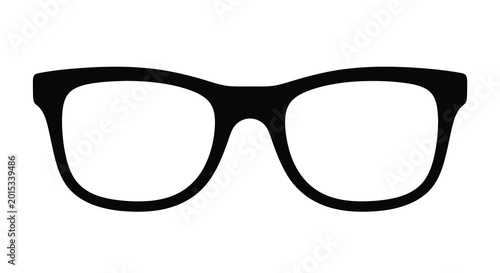 Foto Black eyeglasses silhouette on white background modern frame design for vision c