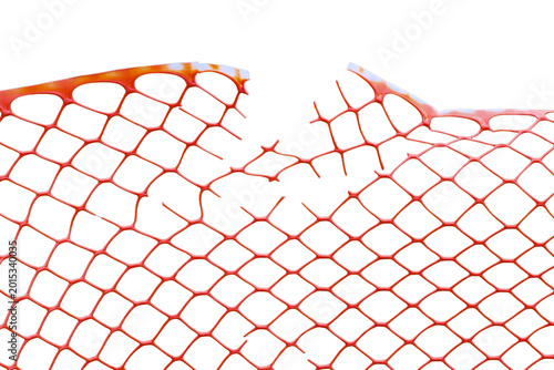 Photography orange netting ripped isolated on Transparent background 