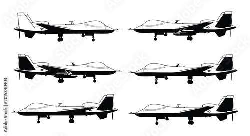Obraz na płótnie Drone silhouettes black vector illustration on white background
