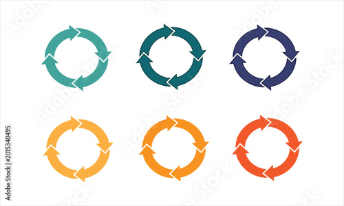 Photos Six colorful circular arrow silhouettes