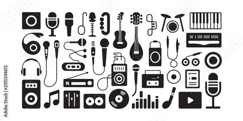 Photos Complete Set of Professional Audio and Music Production Icons