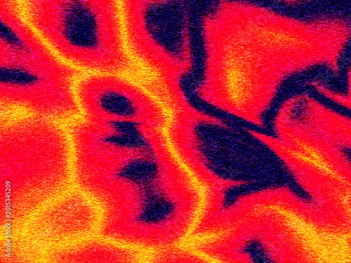 Slika na platnu Fiery abstract texture with intense red yellow and blue highlights resembling liquid lava or thermal heat map