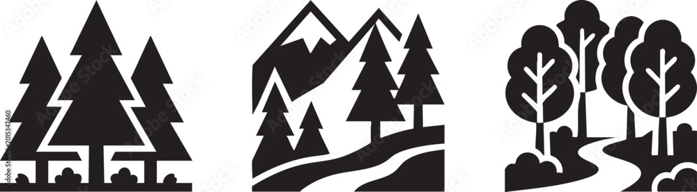 Obraz premium Traditional Forest Icon Forestry Timber Graphic