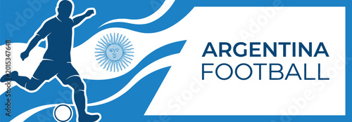 Bild auf Leinwand Argentina Football Vector Design with Player Silhouette, National Flag, and Dyna