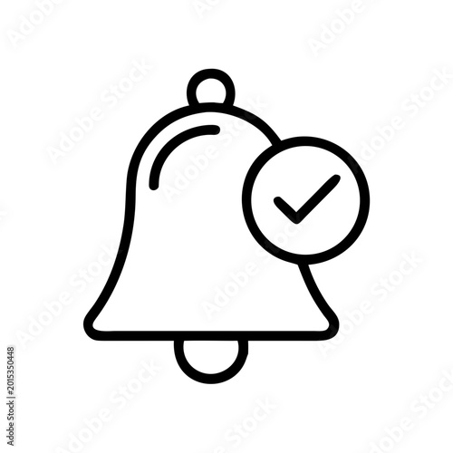 Tableau sur toile Bell notification icon with a checkmark, indicating an acknowledged or completed alert