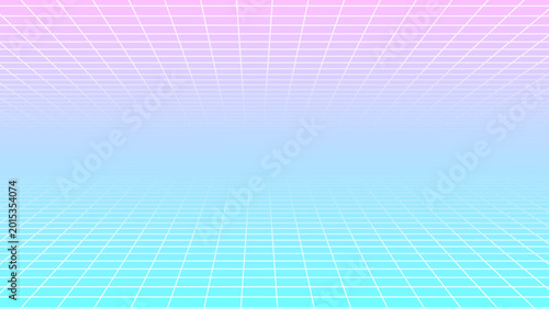 Foto 水色とピンクの、ゆめかわグラデーション3Dグリッド背景 横長 16:9