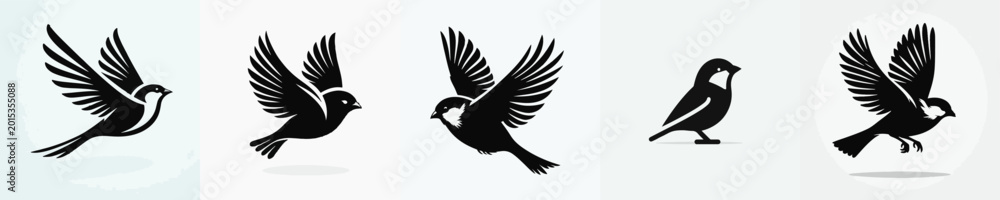 Fototapeta premium Sparrow Silhouette Vector Illustration