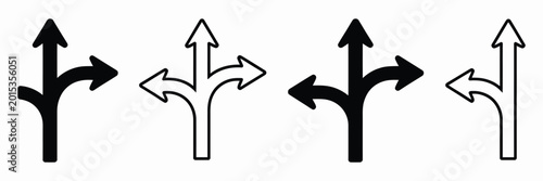 Canvas-taulu Choice Vector Icons Set with Alternate Route Symbols, Line and Filled Flat Desig