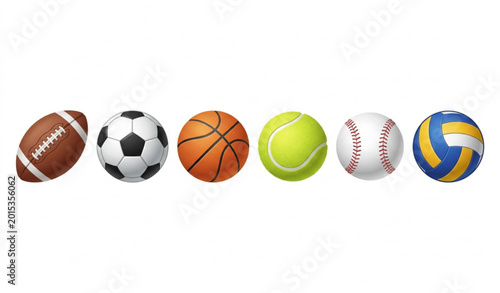 Canvas Print Sports ball icon set vector with football soccer basketball tennis baseball voll