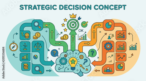 Schilderij op canvas Business Strategy Decision Making Concept.