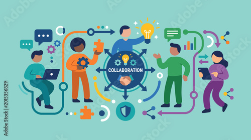 Photos Diverse People Collaborating Together Effectively.