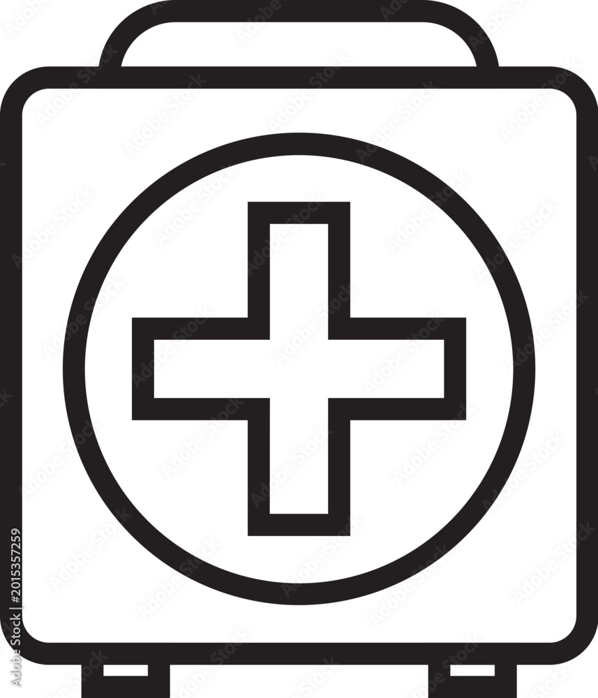 Obraz premium Minimalist First Aid Kit Icon with Medical Cross Symbol.