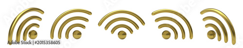 Fotografija Vector set of golden wifi from different angles and in several positions