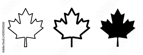 Tableau sur toile Canadian Maple Leaf Icons, Outline and Silhouette, Vector Graphics for National