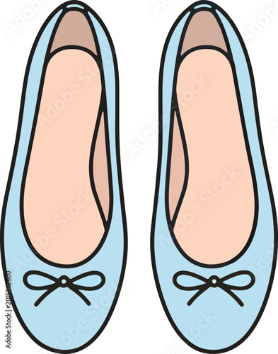Pair of Light Blue Ballet Flats with Bows.