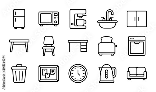 15 Modern Kitchen and Home Appliance Icons, Vector Set for Web and App Design