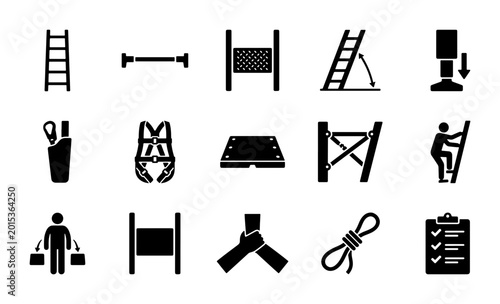 Construction Safety Equipment Icons, Industrial Work Gear Set, Building Site Protection Symbols