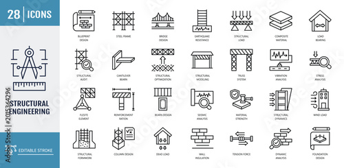 Fotografía structural engineering icon set