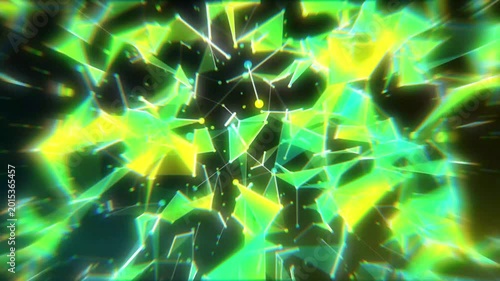 Cyan and Yellow Connected Dots and Lines Plexus Animation	
