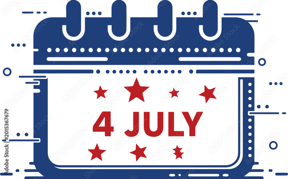 Obraz premium American Independence Day July 4th Calendar Icon