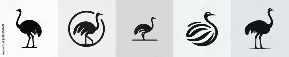 Fototapeta premium Ostrich Silhouette Vector Illustration