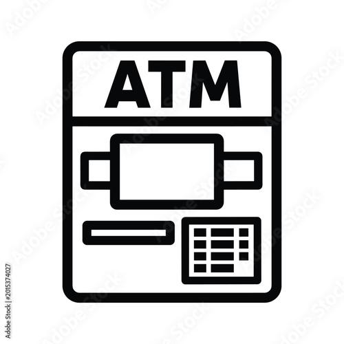 Minimal atm machine icon with keypad and screen