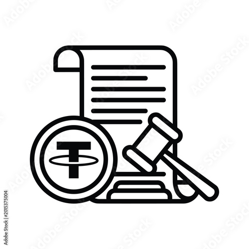 Wheelchair with document and gavel icon