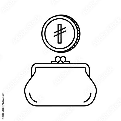Purse with cross charm icon illustration