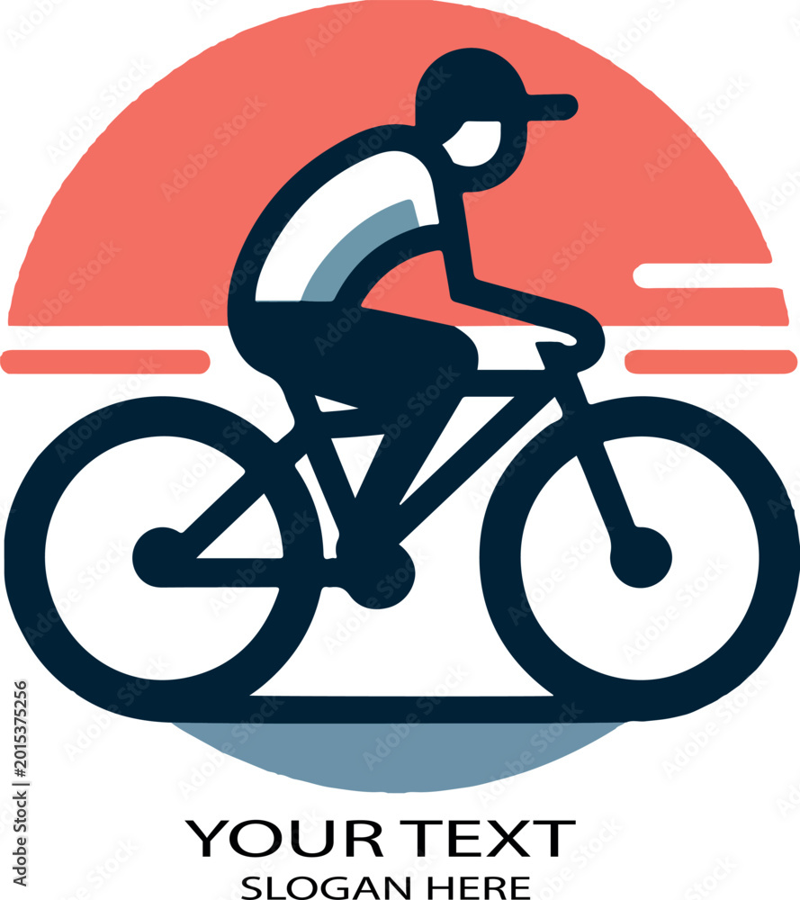 Fototapeta premium Man riding bicycle logo icon vector illustration on white background .