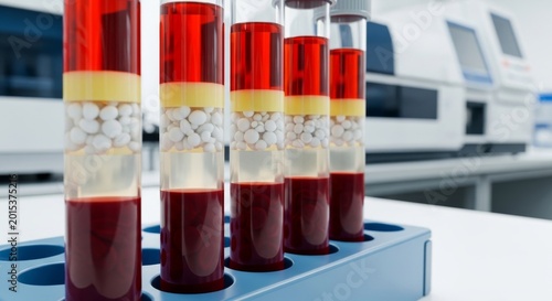 Blood Samples Separated in Laboratory Centrifuge Tubes