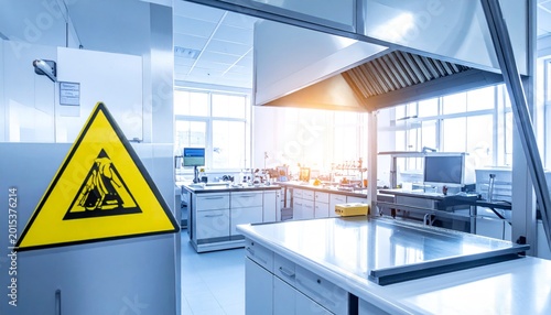 Bright Laboratory with Fume Hood and Scientific Equipment