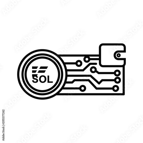 Solar power circuit board icon with battery
