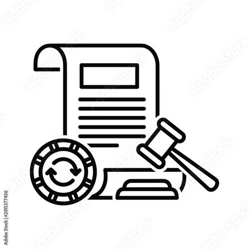 Legal document with gavel and gear icon