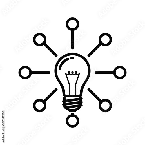 Lightbulb with creative connection nodes icon