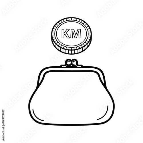 Coin purse with km emblem on top