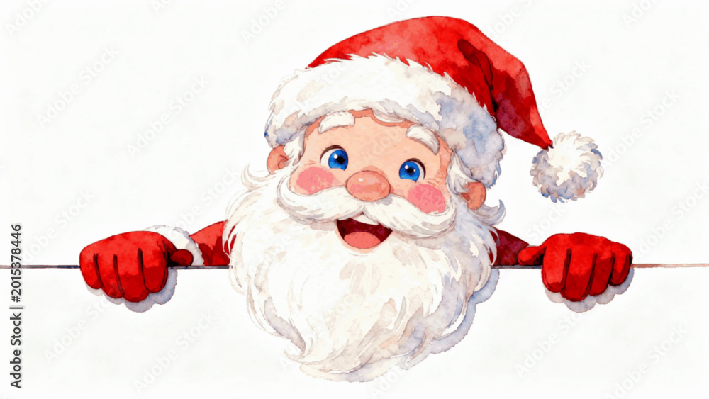 Fototapeta premium Hello Santa Claus Santa Greeting isolated watercolor vector illustration svg