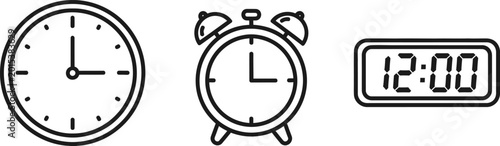 Foto Three black and white clock icons
