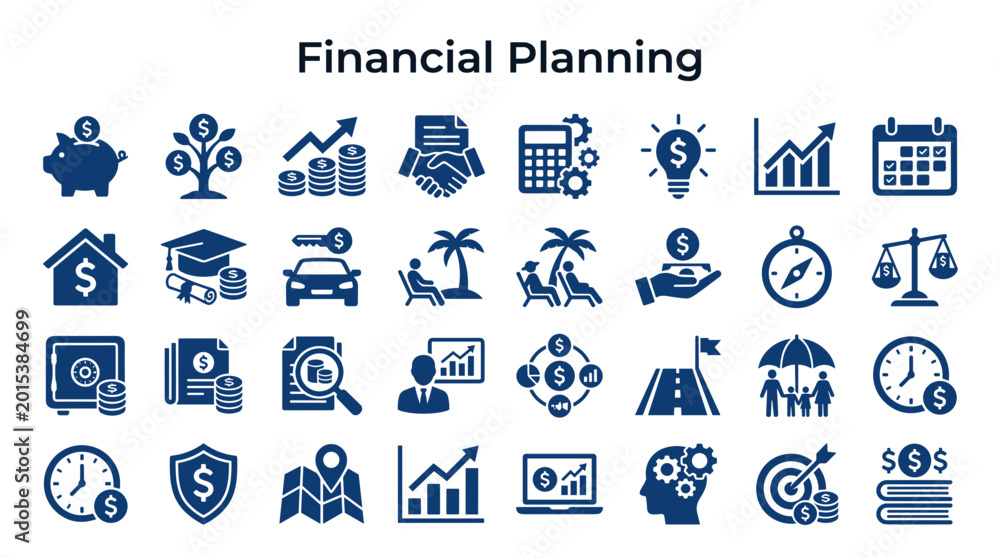 Fototapeta premium Financial Planning Icons Set