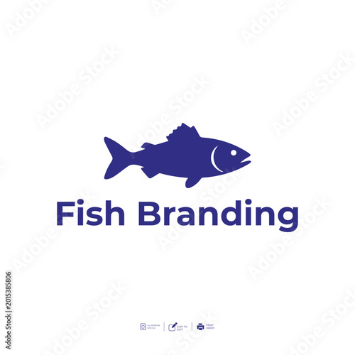 Minimalist Fish Logo Template - Editable EPS for Seafood, Fishing or Marine Brand by Sumaiya Logo Loft