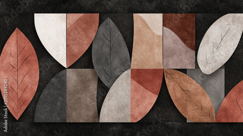 Textured abstract geometric pattern with natural earth tone colors organic shapes abstract
