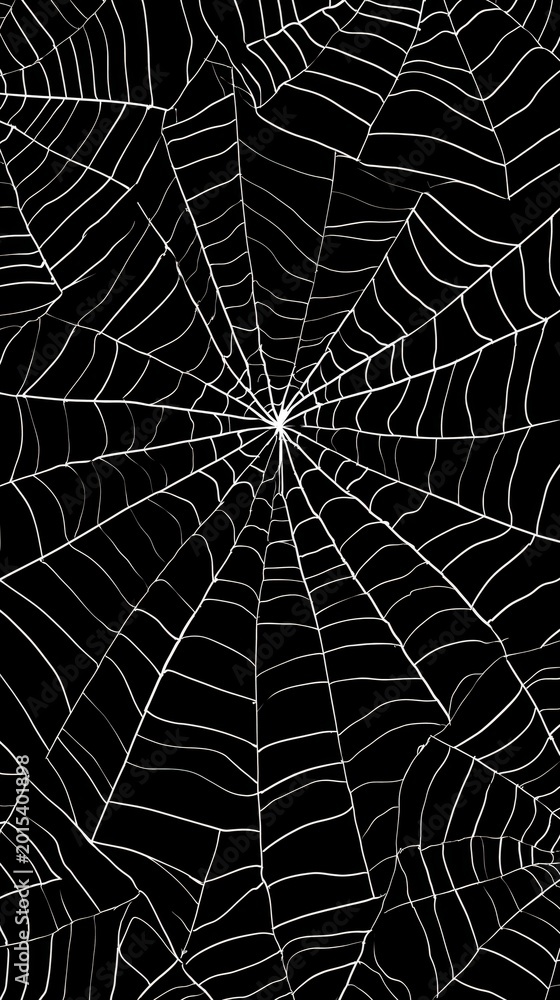 Fototapeta premium Intricate web design formed by spider silk in a dark environment with delicate patterns capturing light